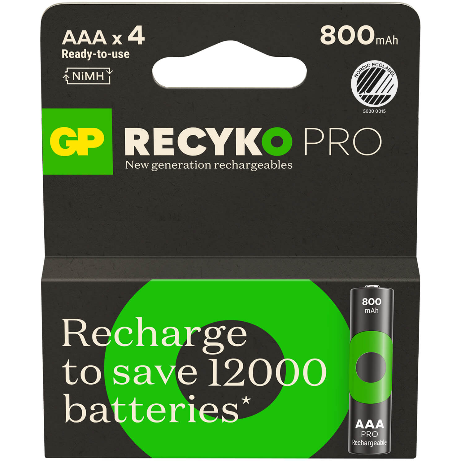 gp-gp-recyko-pro-nimh-battery AAA HR03 800mAh 4-pack